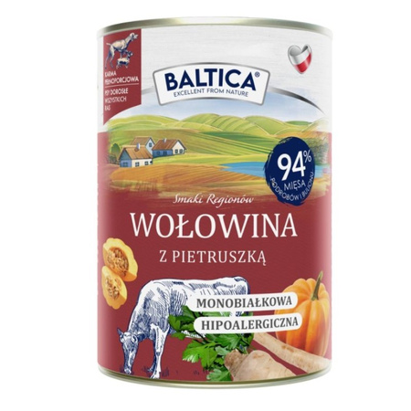 Baltica Wołowina z Pietruszką 12x400g Monoproteinowa Hipoalergiczna Bezzbożowa Mokra Karma Dla Psa