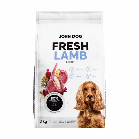 John Dog Fresh Light 3kg Sucha Karma Dla Psa Z Jagnięciną Kontrola Masy Ciała