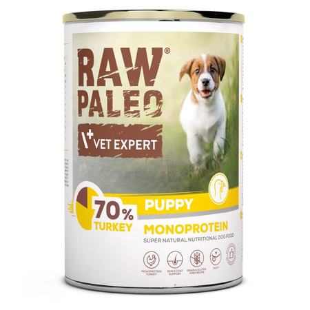 Vet Expert Raw Paleo Puppy Monoprotein Turkey 400g Mokra Karma Dla Szczeniąt z Indykiem