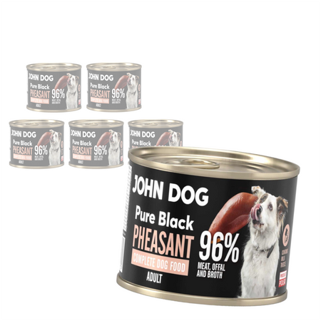 John Dog Pure Black Pheasant Adult 6x200g Mokra Karma Dla Psa Z Bażantem
