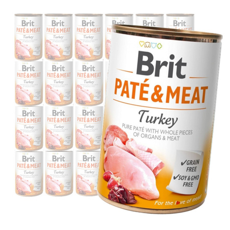 Brit Pate & Meat Indyk 24x400g Lekkostrawna Mokra Karma dla Psów Wszystkich Ras