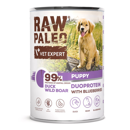 Raw Paleo Puppy Duoprotein Mix Smaków 12x400g Mokra Karma Dla Szczeniąt