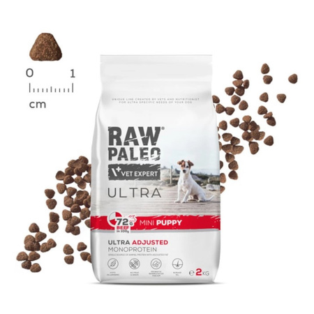 Raw Paleo Ultra Beef Mini Puppy 2kg Sucha Karma z Wołowiną Dla Szczeniąt Ras Małych