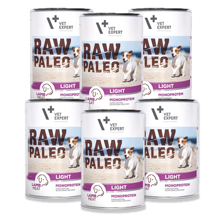 Vetexpert RAW PALEO LIGHT adult lamb 6x400g - niskokaloryczna, z jagnięciną