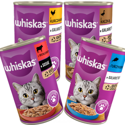 WHISKAS Adult 4 Smaki 24x400g Mokra Karma Dla Dorosłych Kotów Kurczak Wołowina Tuńczyk Kaczka