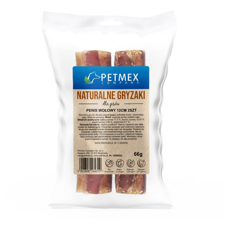 Petmex Penis Wołowy Cięty 12cm Gryzak Naturalny Przysmak Dla Psa 2szt.