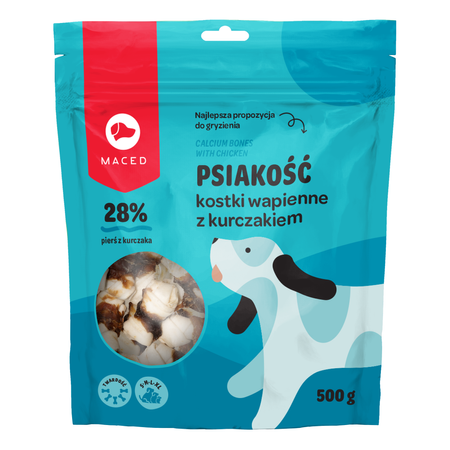 Maced Psiakość Kostki Wapienne Z Kurczakiem Przysmak Dla Psa Gryzak 500g