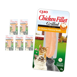 Inaba Ciao In Chicken Broth 6x25g Naturalny Przysmak Dla Kota Grilowany Filet Z Kurczaka W Bulionie Z Kurczaka