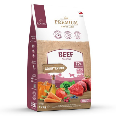 Pokusa Premium Selection z Wołowiną 12kg Bezzbożowa Sucha Karma Dla Psów Dorosłych