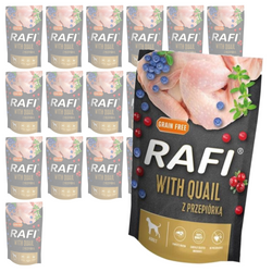 Rafi 20x500g Mokra Bezzbożowa Karma Dla Dorosłych Psów Z Przepiórką Żurawiną I Borówką