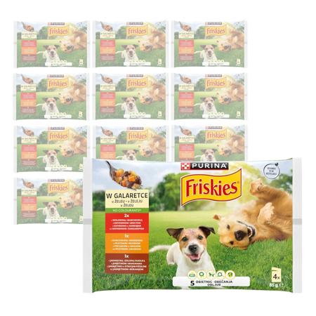 Purina Friskies Mokra Karma Dla Psa Mix Smaków Wołowina Kurczak Jagnięcina W Galaretce 48x85g