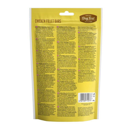 DOG FEST Chicken Fillet Bars 90g - Pałeczki z Filetu z Kurczaka, Naturalny Przysmak dla Dorosłych Psów