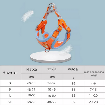 Oddychające mocne szelki ze smyczą dla psa Pomarańczowe L