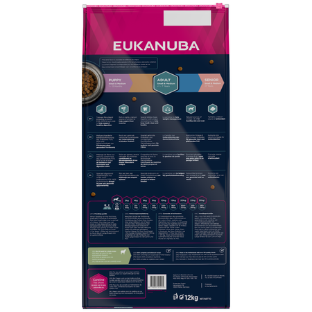 EUKANUBA Adult z Jagnięciną i Ryżem 12kg Sucha Karma Dla Dorosłych Psów Małych i Średnich Ras