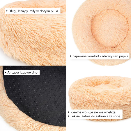 Legowisko Dla Psa I Kota Pluszowe XS 40cm Ciepłe Beżowe