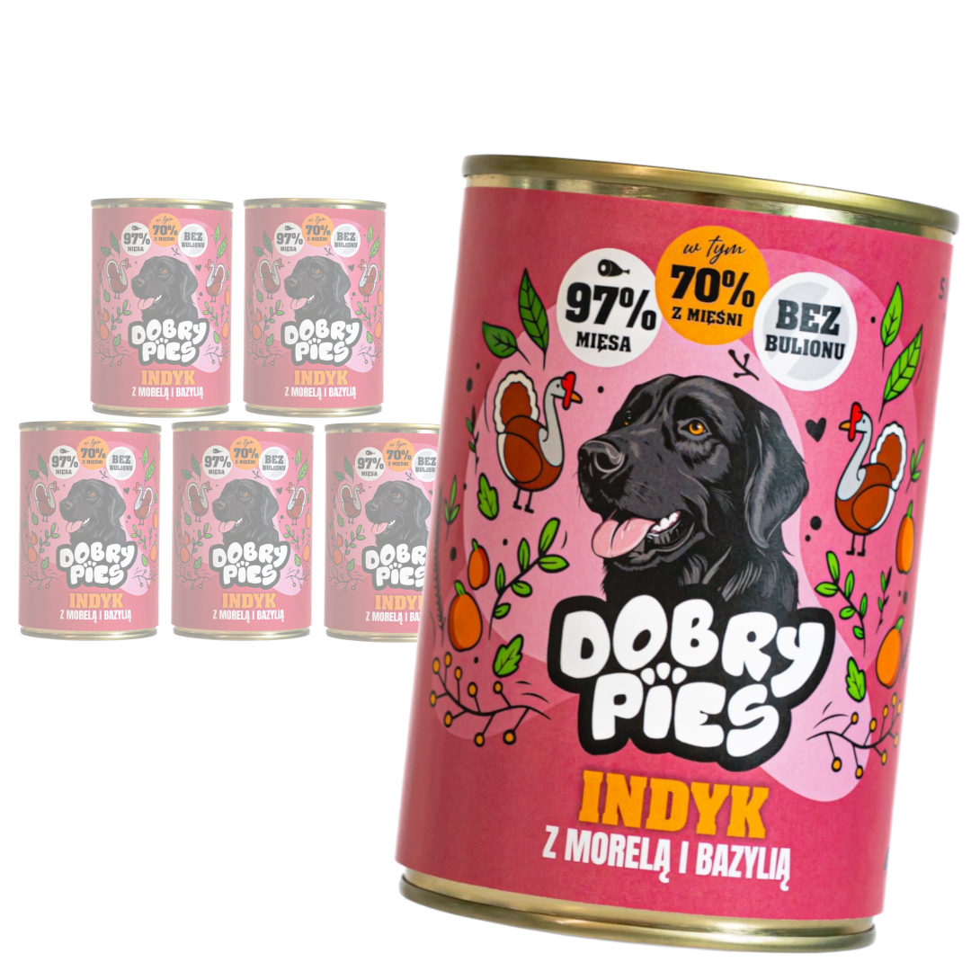 Dobry Pies Mokra Karma Dla Dorosłych Psów Wszystkich Ras Z Indykiem Morelą I Bazylią