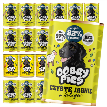 Dobry Pies Mono 24x400g Monoproteinowa Mokra Karma Dla Dorosłych Psów Z Alergią I Nietolerancją Pokarmową Mix 6 Smaków Z Kolagenem