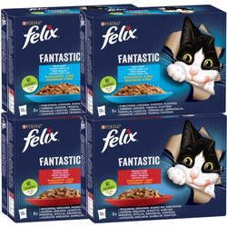 Felix Fantastic Karma Dla Kotów Mix Rybne i Wiejskie Smaki W Galaretce 4,08kg (48x85g)