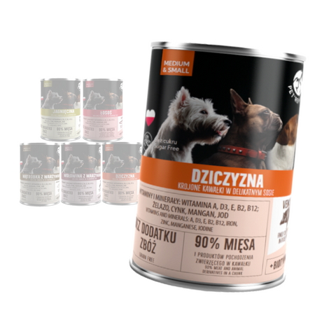 Mokra Karma Dla Psa PetRepublic Mix Smaków Kawałki W Sosie 6x400g Dziczyzna Jagnięcina Łosoś Wątróbka Wołowina
