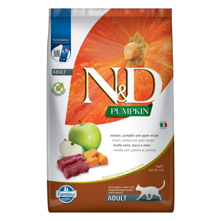 Farmina N&D Cat Pumpkin Venison & Apple 5kg Sucha Karma Dla Kota z Jeleniem Dynią i Jabłkiem