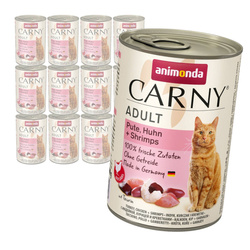 Animonda Carny Adult 12x400g Mokra Karma Dla Kota z Indykiem Kurczakiem i Krewetkami