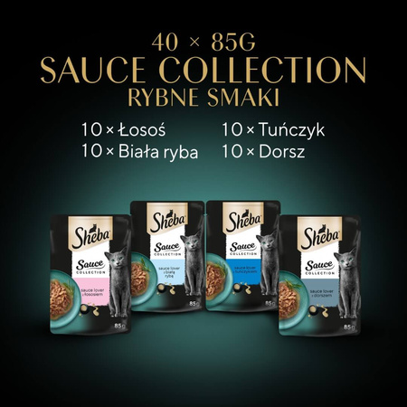 Sheba Sauce Collection Rybne Smaki Saszetki 40x85g Mokra Karma Pełnoporcjowa Dla Dorosłych Kotów W Sosie