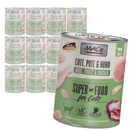 MAC's 12x800g Bezzbożowa Mokra Karma Dla Kota Kaczka Indyk Kurczak