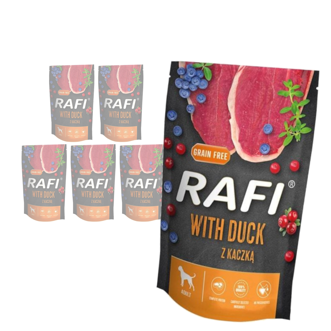 Rafi 6x500g Bezzbożowa Mokra Karma Dla Dorosłych Psów Z Kaczką Żurawiną I Borówką