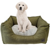 Premium Legowisko Z Poduszką Dla Psa Kota Prostokątne Zielone 64x52cm Wysokie Krawędzie