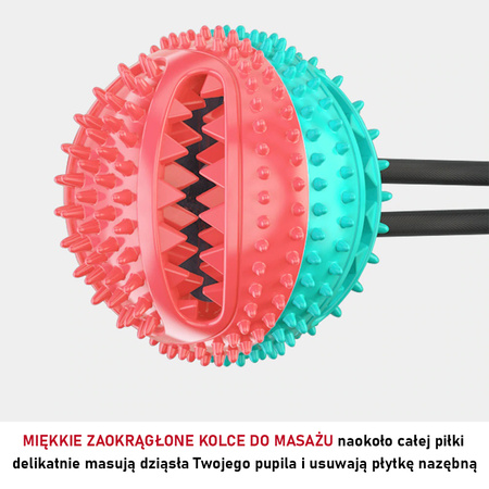 Zabawka gryzak dla psa SNACK BALL, piłka z dozownikiem na przyssawce kolor TURKUSOWO-CZERWONY