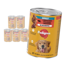 Pedigree Adult Puszka 6x400g  Mokra Karma Dla Psów Z Wołowiną  i Wątróbką W Galaretce