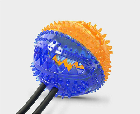 Zabawka na przysmaki dla psa gryzak z dozownikiem karmy, z dwiema przyssawkamii SNACK BALL 2 Żółto-niebieski