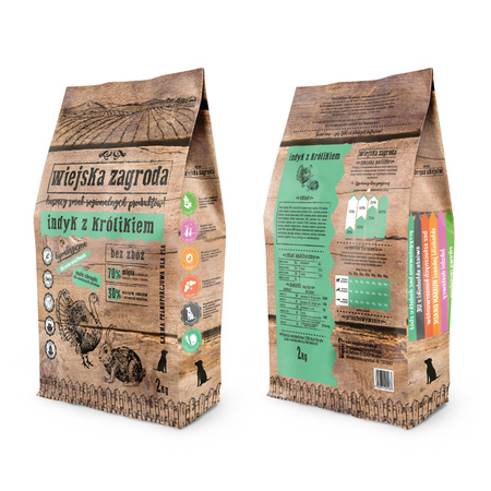 Wiejska Zagroda INDYK z KRÓLIKIEM 2kg - Karma Sucha dla Psów Malych i Średnich Ras