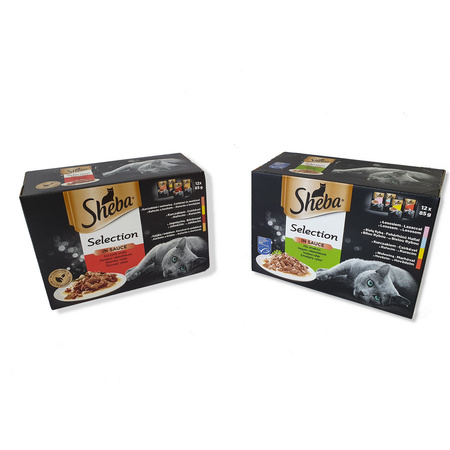 Sheba Saszetka Mix Smaków Mokra Karma Dla Kota Łosoś, Białą ryba, Kurczak, Wołowina 12x85g