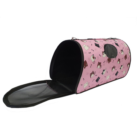 Transporter Torba Podróżna Dla Psa Kota Królika Składana Różowa Wzór Kotki Rozmiar S