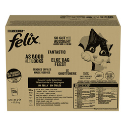 Felix Countryside Selection 120x85g Mokra Karma Dla Dorosłych Kotów W Galaretce Kaczka Wołowina Jagnięcina Kurczak