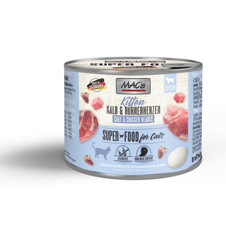 MAC's Kitten Mokra Karma Dla Kociąt Cielęcina Serca Drobiowe 12x200g