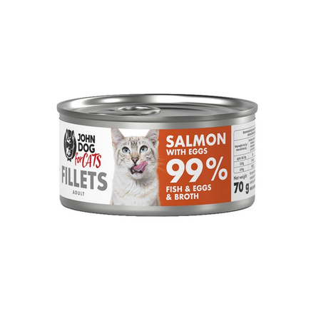 John Dog for Cats Mokra Karma Dla Dorosłych Kotów Łosoś Z Jajkiem 24x70g