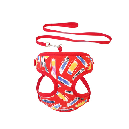 Lekkie Oddychające Szelki Bezuciskowe Dla Małego Psa + Czerwona Smycz
