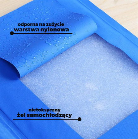 Mata chłodząca na upały dla psa i kota Niebieska, rozmiar M 65x50 cm