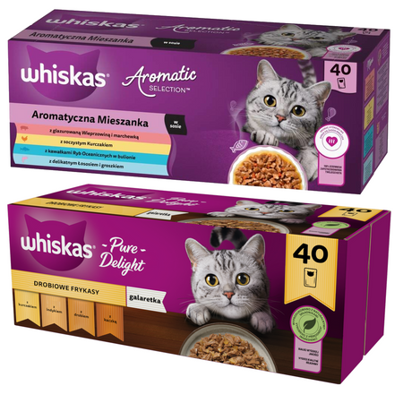 Whiskas Adult 80x85g Mokra Karma Dla Kota Aromatyczna Mieszanka + Drobiowe Frykasy