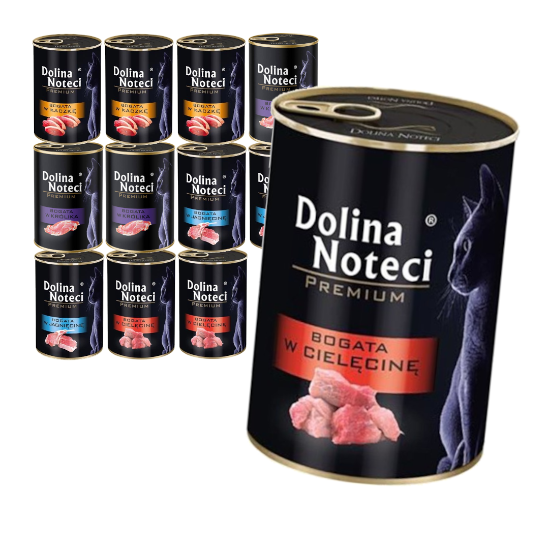 Dolina Noteci Premium Mokra Karma Dla Kota Mix Smaków 12x400g Jagnięcina Cielęcina Kaczka Królik