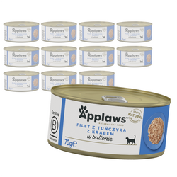 Applaws Cat Mokra Karma Dla Kota 12x70g Filet z Tuńczyka z Krabem w Bulionie