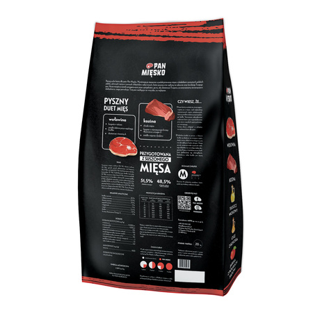 PAN MIĘSKO Wołowina z Koziną 20kg Sucha Karma Dla Psa M