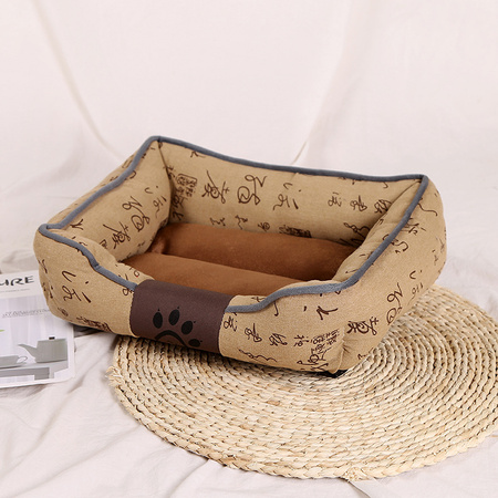 Legowisko Dla Psa Kota Rozmiar M 50x44x14cm Beżowe Hieroglify Prostokątne