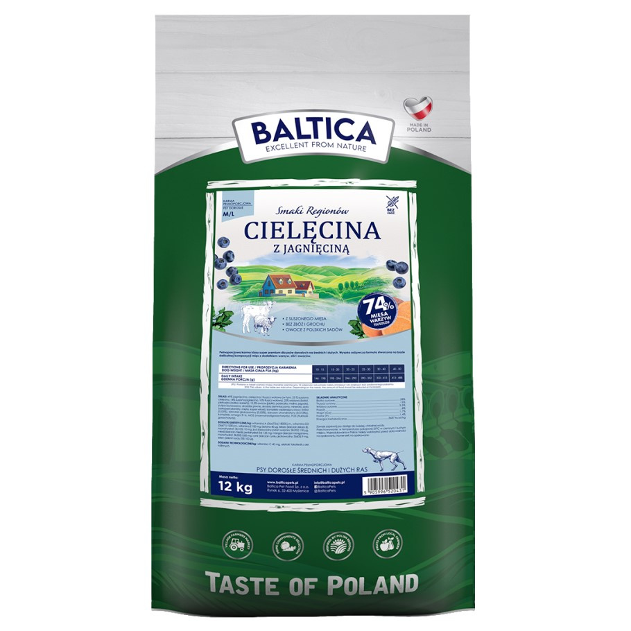 Baltica Adult Cielęcina z Jagnięciną Sucha Karma Dla Psów Średnich i Dużych Ras