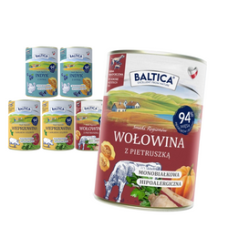 Baltica Samki Regionów 6x400g Monoproteinowa Hipoalergiczna Bezzbożowa Mokra Karma Dla Psa Wołowina Indyk Wieprzowina
