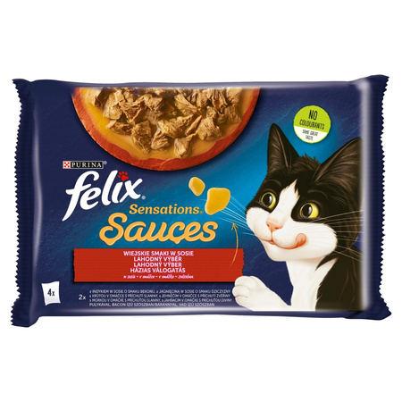 Felix Sensations Sauce Karma Dla Kotów Wiejskie Smaki W Sosie 8x340g (32x85g) Indyk Jagnięcina