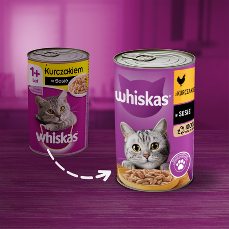 WHISKAS Adult puszka 12x 400g KURCZAK mokra karma w sosie dla dorosłych kotów