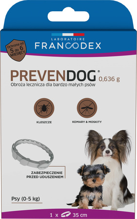 Francodex Obroża Biobójcza Prevendog Na Kleszcze I Komary 35cm Dla Małych Psów Do 5kg
